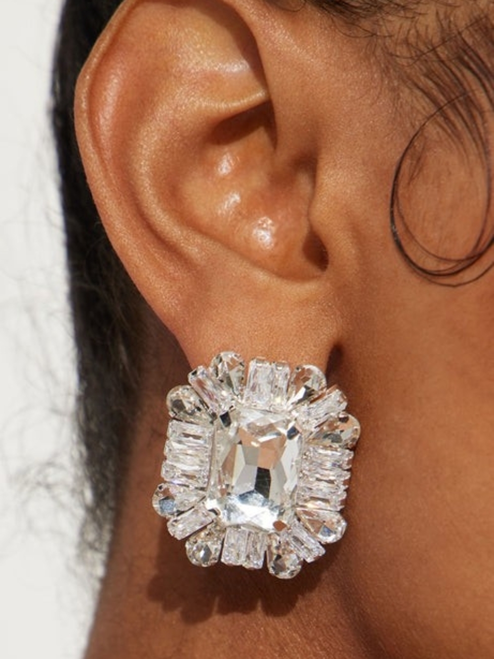 Crystal Statement Earrings - Clear Sparkle